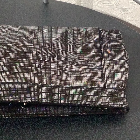 NEW - Holographic Silver fabric Clutch with turquoise satin inside - no pockets - Picture 4 of 4